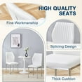 thumbnail image 4 of Hi loPres Set of 6 Modern Dining Chairs, White PU Leather Side Chairs with Ergonomic Vertical Striped Back and Silver Metal Legs for Kitchen, Office, 4 of 6