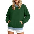 thumbnail image 6 of Smsaxvxz Sweatshirts for Women Fall Fashion Collar And Hem Denim Patchwork Shirts Loose Fit Pullover Tops Green M, 6 of 6
