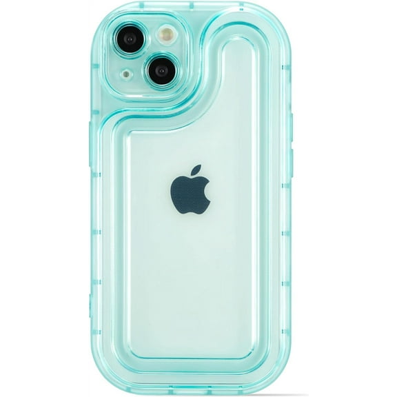 Compatible with iPhone 14 Case,Transparent Candy Color Bumper Shockproof Silicone Phone Case for iPhone 14,Lake Blue