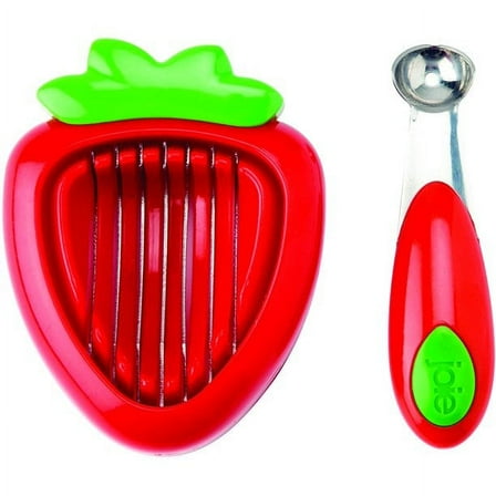 MSC  International JOIE's Simply Slice Strawberry Slicer with Huller, Red, 4.5 x 1.25 x 7 inches, Plastic
