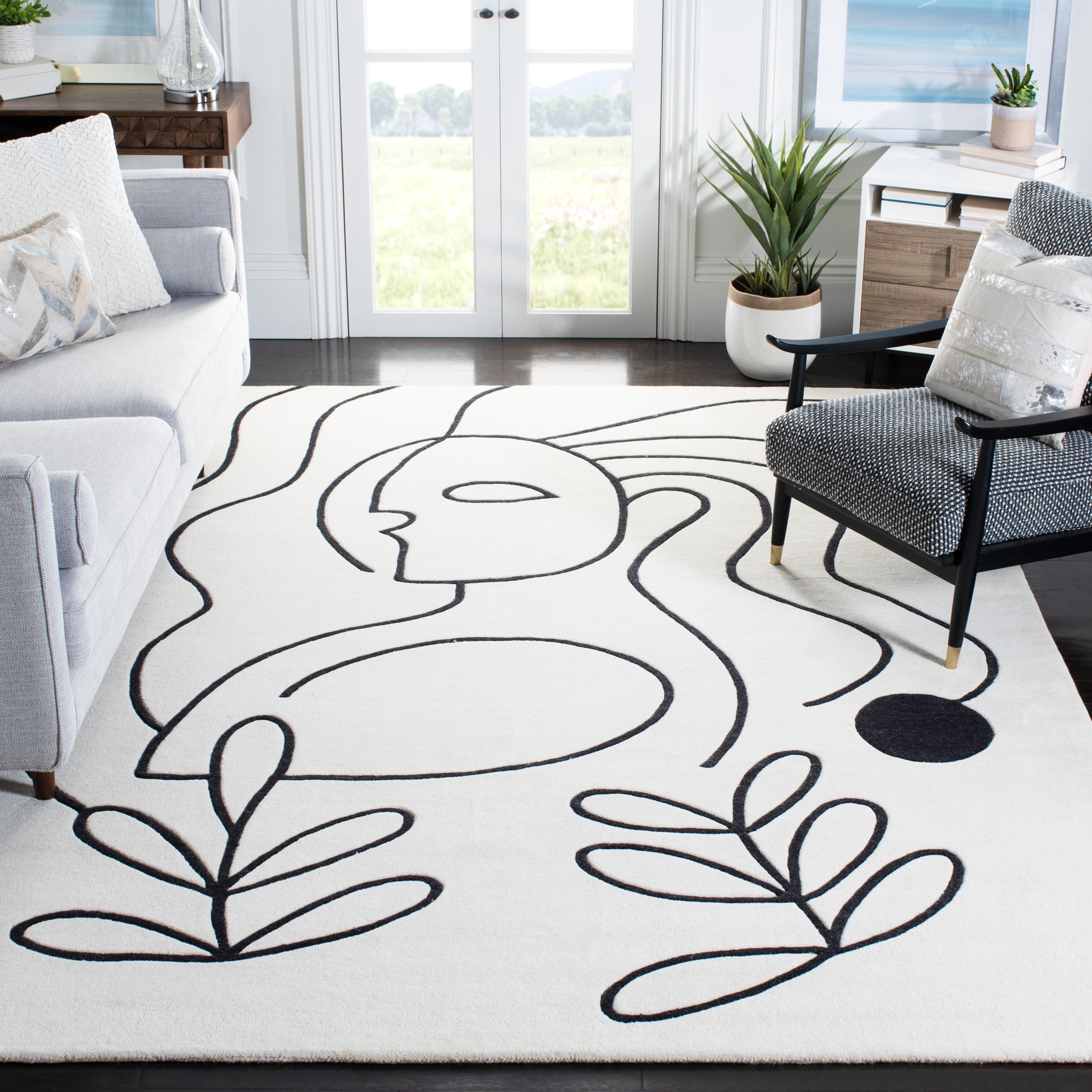 SAFAVIEH Fifth Avenue Dawson Abstract Area Rug, Ivory/Black, 8' x 10'