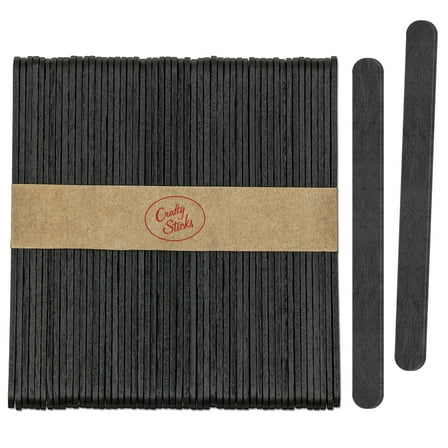 CraftySticks- 50 Pack 4.5 Inch Black Painted Popsicle Sticks, Wood Craft Sticks for Crafts, Learning and STEM Basics