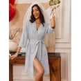 thumbnail image 2 of EKOUAER Robes for Women Knee Length Bathrobe Lightweight Kimono Robe 3/4 Sleeve Loungewear Soft Sleepwear with Pockets, 2 of 6