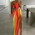 thumbnail image 2 of Wycnly Dresses for Women 2024 Fashion Summer Empire Waist One Shoulder Pleated High Slit Hem Tank Long Sundress Geometric Print Sleeveless Slash Neck Maxi Formal Dresses for Women Green XXL, 2 of 6