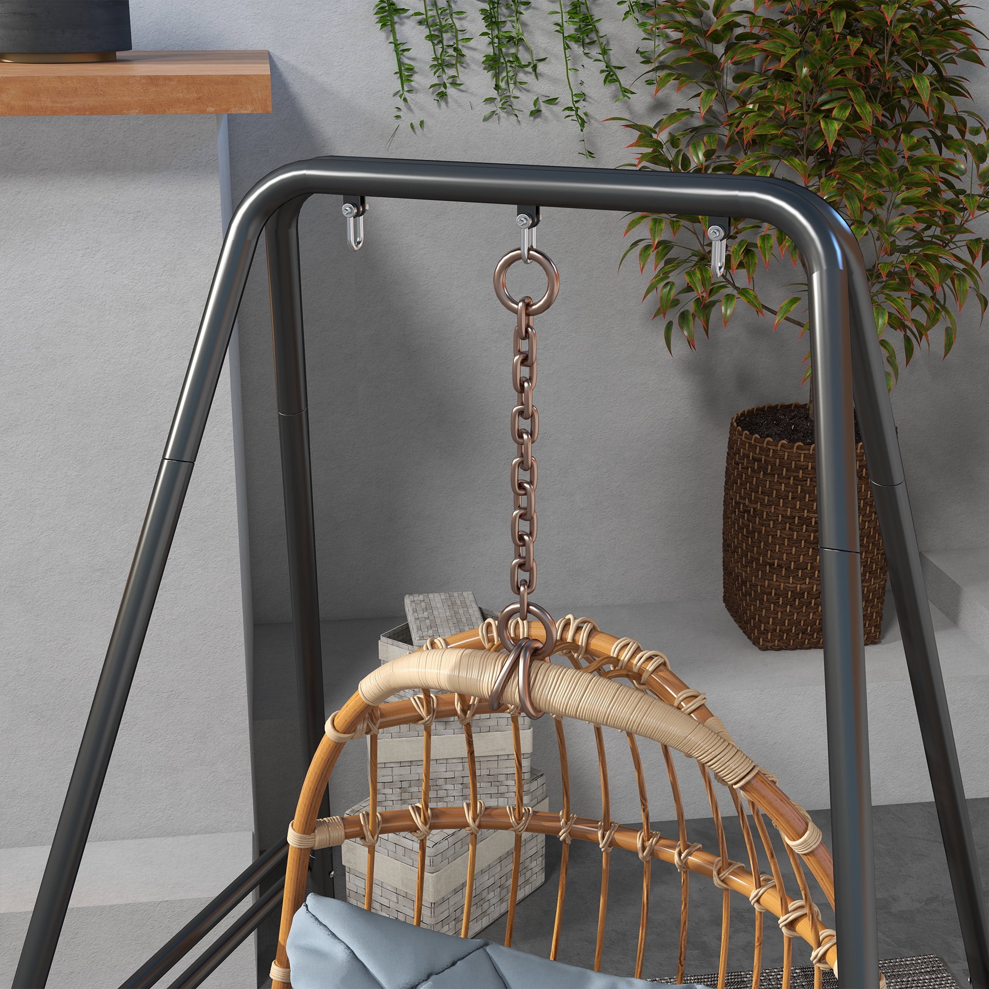 Garden Accessories Outsunny A-Shaped Hammock Chair Stand, Heavy Duty Swing Stand for Indoor & Outdoor Use, Max 330 lbs., Black,Garden Decorative Accessories