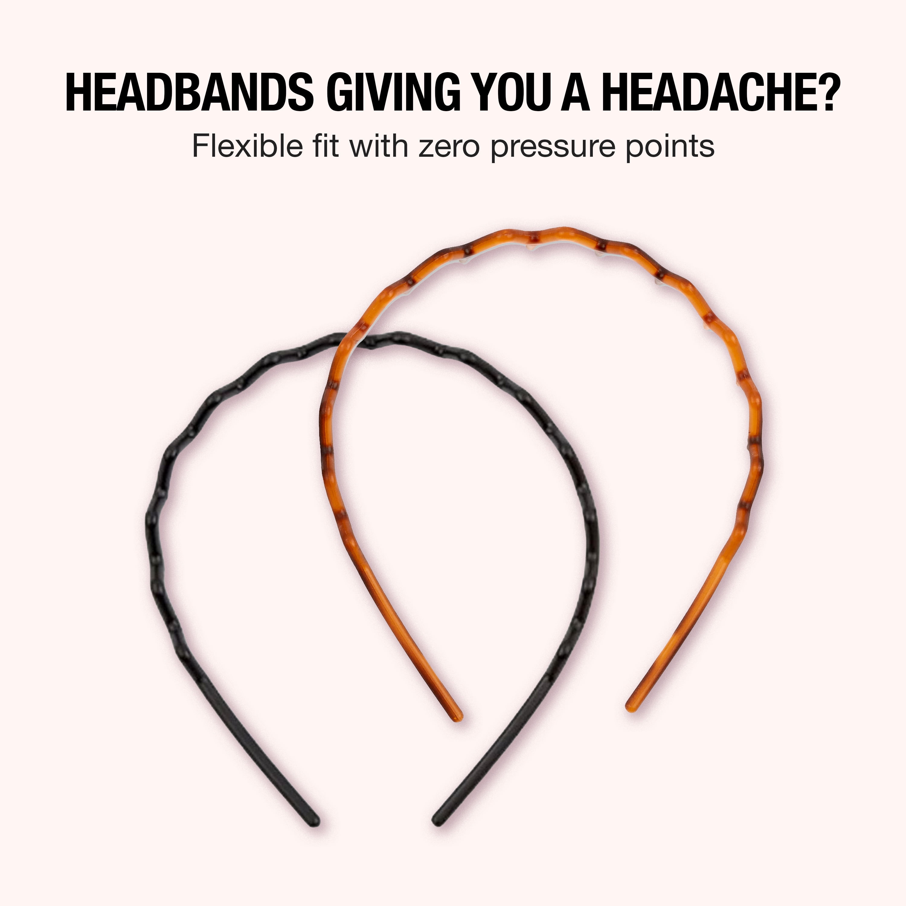 Scunci Effortless Beauty Teethcomb Headband, Multicolor, 2 Count