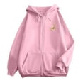 thumbnail image 5 of Fiaer Womens Christmas Hoodies Deer Graphic Full Zip up Long Sleeve Hooded Sweatshirts Oversized Drawstring Pocket Tops Pink S, 5 of 5