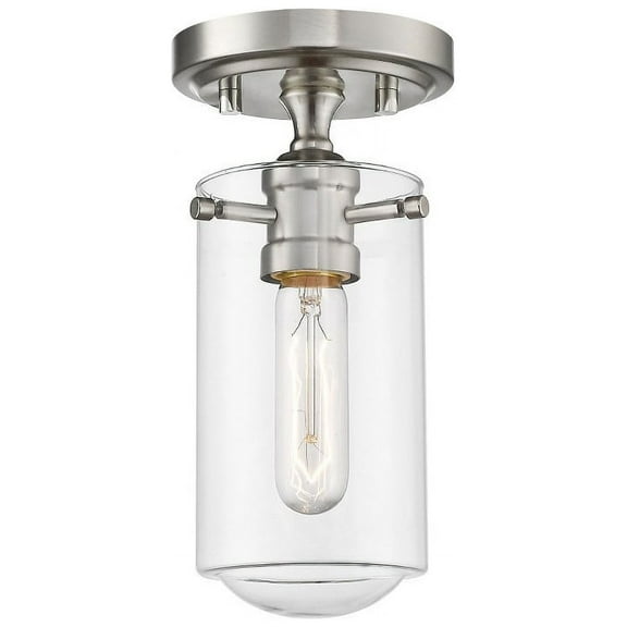 Z-Lite Delaney 5" Round Clear Glass Steel Flush Mount in Brushed Nickel