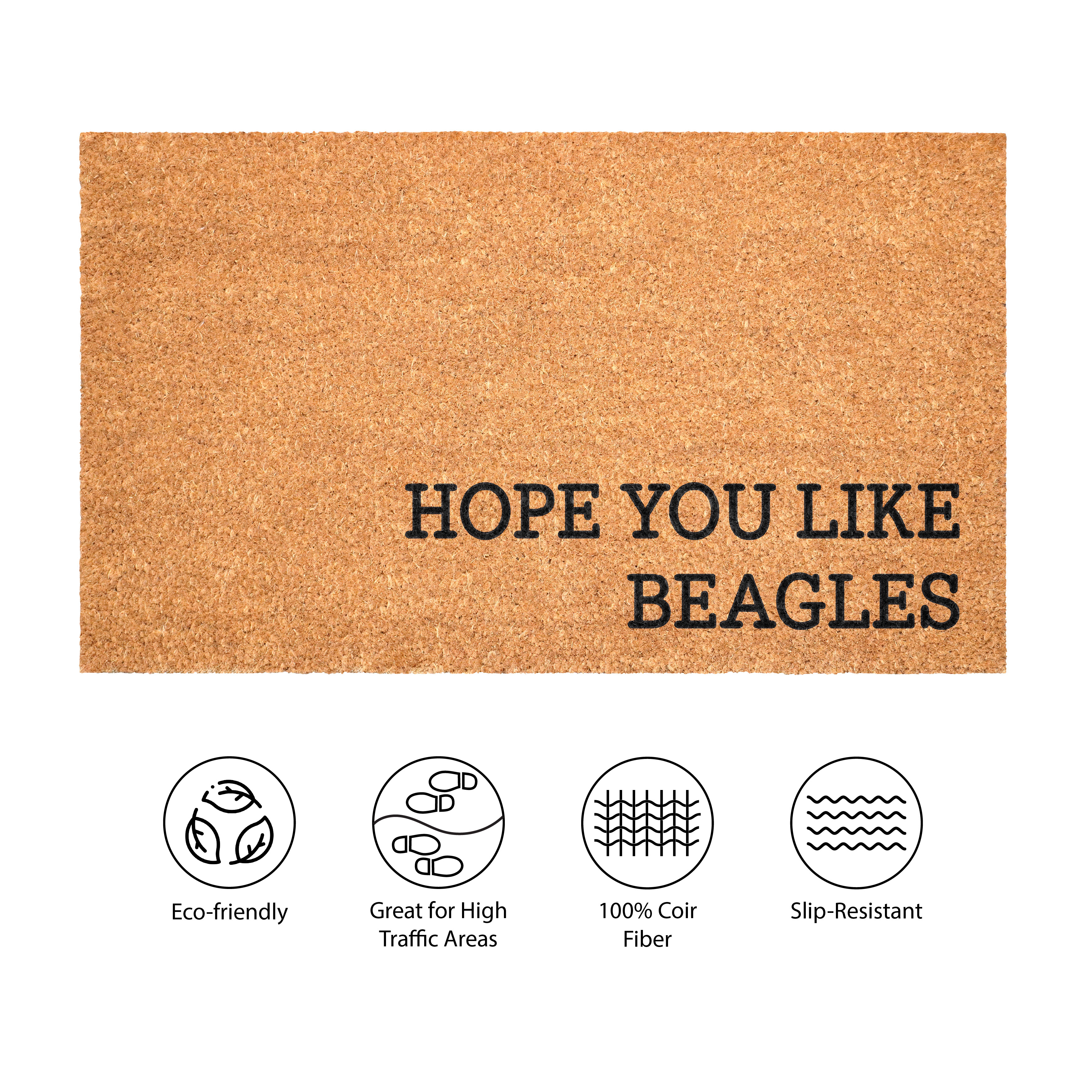 Hope You Like Beagles Non Slip Vinyl Backing, Front Door Mat, Entryway Door Mat, 17"x29"