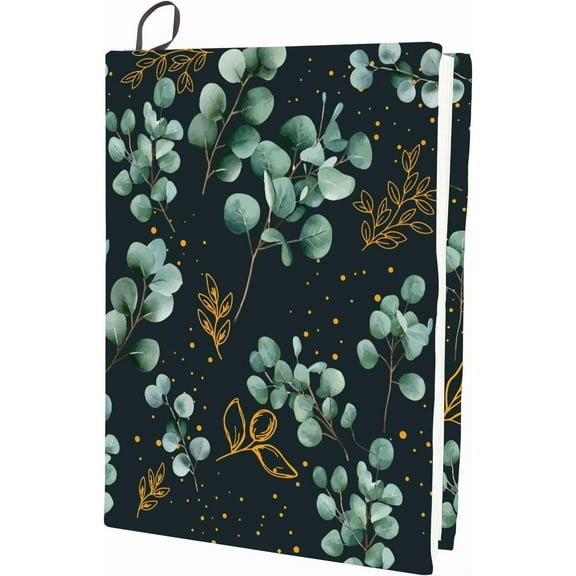 Leaf Stretchable Book Cover Retro Plant Washable Reusable Large Nylon Book Protector Elastic Notebook Wraps Suitable for 9 x 11inch Hardcover Books Classroom Mixed Color