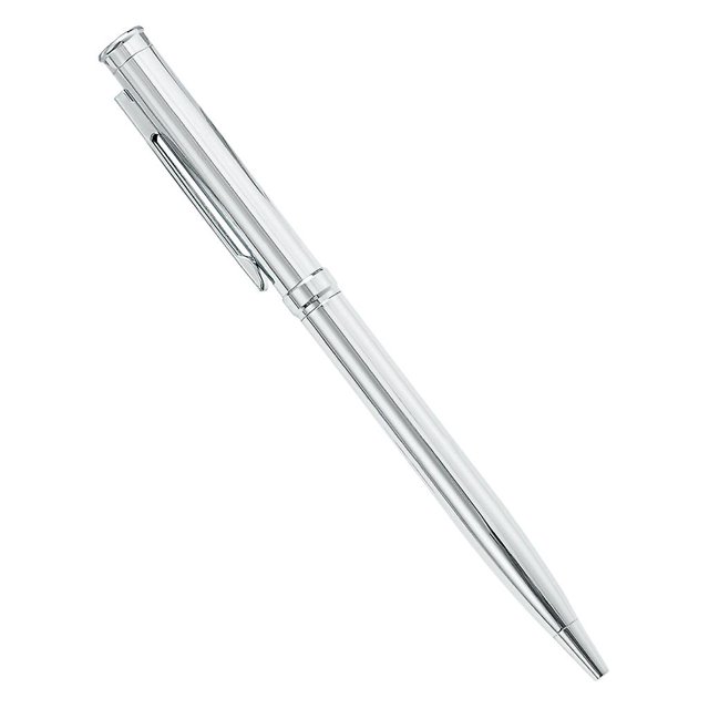 Bolígrafo de metal de lujo, 2 en 1, con punta de aguja, acción giratoria, portátil, recargable, chapado en plata