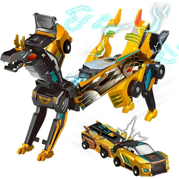 Collision Transforming Dinosaur Car Toy, Magnetic Dinosaur Transformer Car for Boys & Girls Party Favors Birthday Christmas