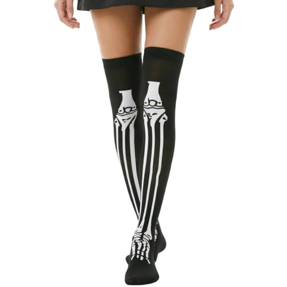 SYMOID Compression Socks for Women Hall-oween Skeleton Print Knee High Socks, Costume Socks,Fall Socks,Size Free Size