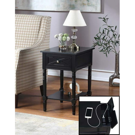 Convenience Concepts Country Oxford End Table with Charging Station, Multiple Colors