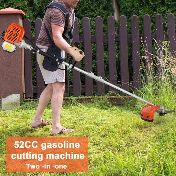52cc Gas String Trimmer | 2-in-1 Weed Wacker & Brush Cutter | Shoulder Strap Included