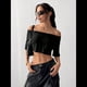 thumbnail image 4 of Camisetas Holgadas de Corta con Hombros Descubiertos para Mujer Y2K Negro S, 4 of 7