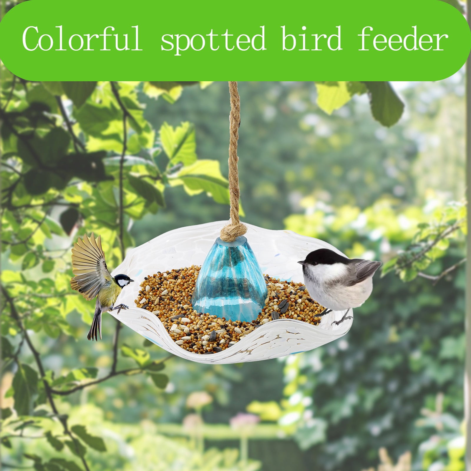 ZLBDYG Outdoor Hanging Bird Feeder – Windproof & Rainproof Wild Bird Feeding Station with 3 Hooks, Colorful Garden Decor for Backyard, Patio & Birdwatching Enthusiasts