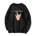 thumbnail image 1 of Gibobby Sudadera sin capucha y ocio Mujer Día de San Valentín Impresión parcial Casual Jogging Cuello redondo Manga larga Pareja Sudadera (Negro, XL), 1 of 3