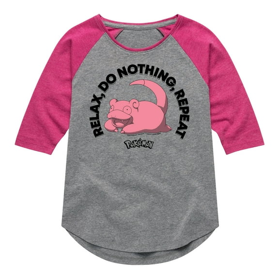 Pokémon - Slowpoke Relax Repeat - Girls Raglan Graphic T-Shirt