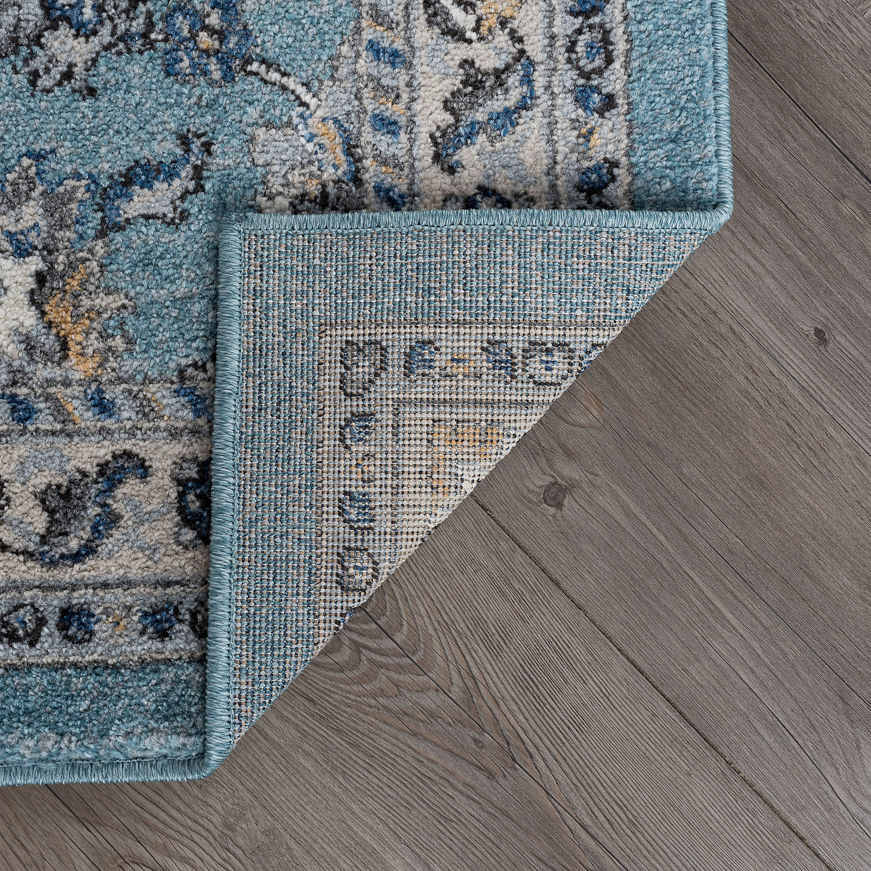 Traditional 2x8 Area Rug (2'7'' x 7'3'') Oriental Aqua, Gray Indoor Runner Easy to Clean