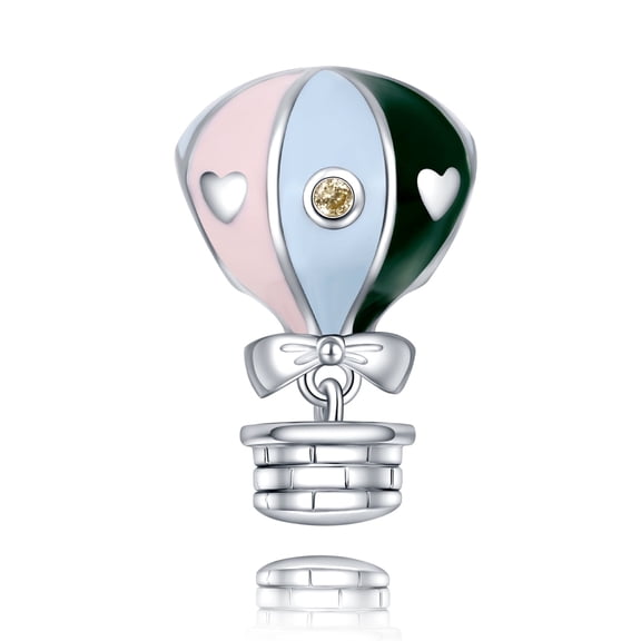 NINGAN 925 Sterling Silver Charm Women Bracelets Necklace Rose Gold Three Tone Hot Air Balloon Charm Women Bracelet Charm