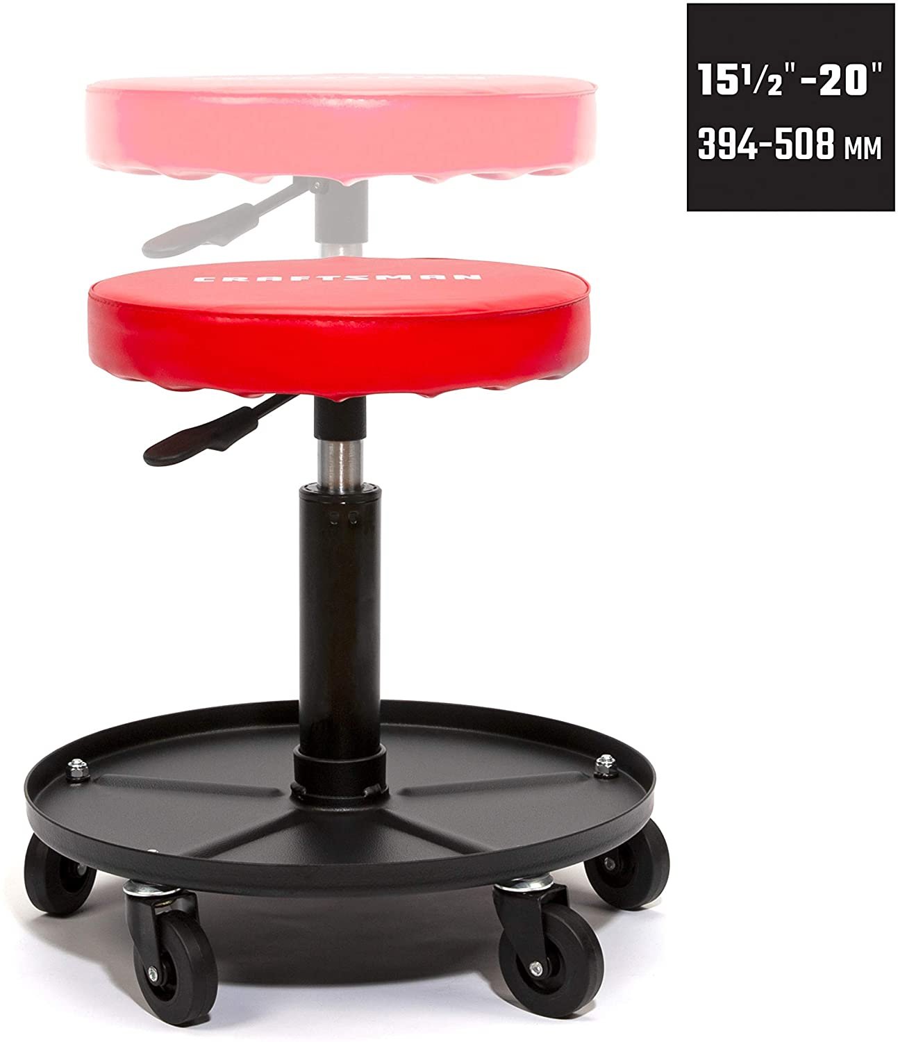 Craftsman 8087917 Vinyl Swivel Adjustable Shop Stool, Matte Red