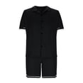 thumbnail image 5 of SnZhen Button up Shirt Men's Solid Color Lapel Button Short Sleeve Shorts Cardigan Sport Suit Short Sleeve Turndown Collar Set, 5 of 6