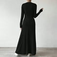thumbnail image 6 of SMihono Long Sweater Dress for Women Casual Ribbed Knit Fitted Maxi Dress Long Sleeve Crewneck A Line Slim Fit Fall Dresses Black S, 6 of 9