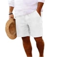 thumbnail image 3 of UVEASISHA Faux Jean Shorts Men Summer Lightweight Beach Shorts Elastic Waist Drawstring Baggy Shorts Comfy Casual Short Pants with Pockets White M, 3 of 8