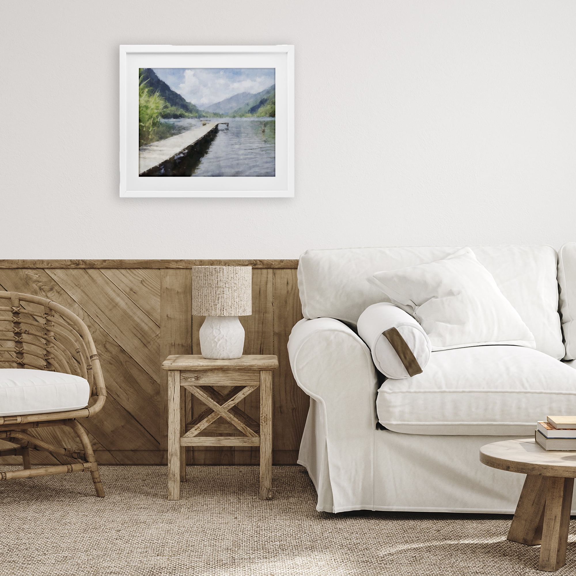 Stupell Industries Dappled Lake Dock White Framed Print Under Glass, design by Kim Curinga