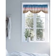thumbnail image 4 of Blue Pink Tie Up Valances Curtain, Adjustable Kitchen Brown Gradient Wood Grain Vintage Farmhouse Valances for Windows Decor, Rod Pocket Short Curtains Set for Bedroom/Bathroom, 54"x18", 4 of 8