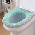 thumbnail image 5 of Funda de inodoro lavable de felpa bicolor con asa | Tejido de punto suave para mayor comodidad en otoño e invierno | Fácil instalación y extracción, 5 of 5