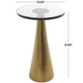 thumbnail image 3 of DecMode 14" x 22" Gold Aluminum Metal Cone Geometric Accent Table with Textured Glass Tabletop, 1-Piece, 3 of 11