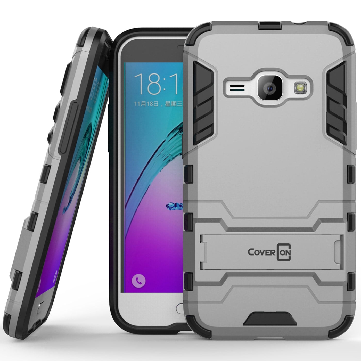 Zeebrasem voorzien een vergoeding CoverON Samsung Galaxy J1 2016 / Amp 2 / Express 3 Case, Shadow Armor  Series Hybrid Kickstand Phone Cover - Walmart.com