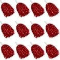 thumbnail image 1 of 12 Pcs Pompons de Cheerleading Rouges en Feuille Métallique Pompons de Cheer avec Poignée de Bâton pour Jeu Escouades de Sport Danse Fête Football Basketball Club Esprit Sports, 1 of 4