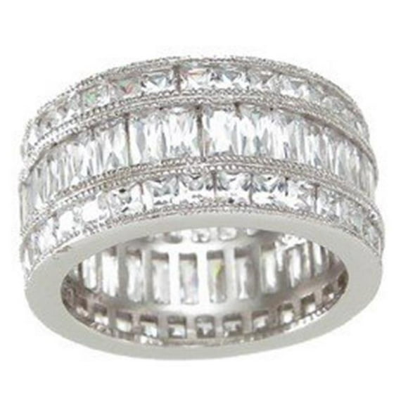 Sterling Couture r6742 925 Sterling Silver Tripple Eternity Ring - Size 5