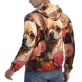 thumbnail image 6 of Picia Vintage Red Flower Chihuahua Pattern Casual Men's Hoodie - Lightweight Hooded Sweatshirt with Kangaroo Pocket, Comfortable Pullover for Everyday, Travel-Small, 6 of 7