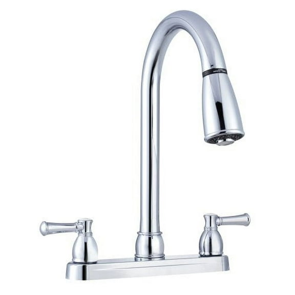 Dura Faucet DF-PK350LCP RV Non-Metallic Dual-Lever Pull-Down Kitchen Faucet