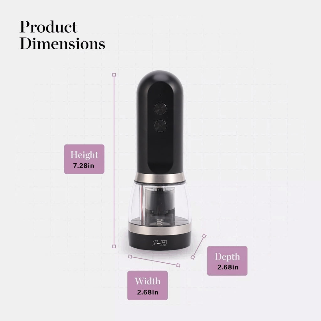 Electric Salt and Pepper Grinder Mill 2 in 1 - USB-C Rechargeable with Adjustable Coarseness, All in One Ceramic grinder with LED Light, One-Handed Operation, Refillable Compartments, Black