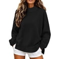 thumbnail image 2 of Xaqiouau Womens Oversized Mock Neck Sweatshirts Pullover Long Sleeve Casual Tops Side Slit Loose Fit Soft Comfy Fall Winter Fashion Clothing, 2 of 9
