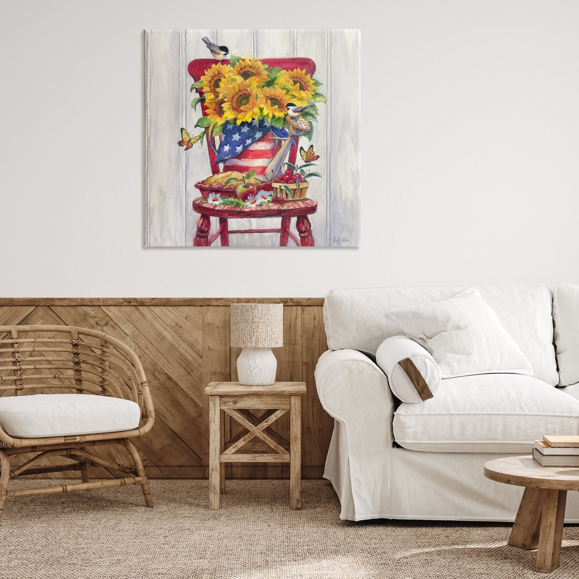 Stupell Industries Patriot Porch Still Life Patriotic Painting Wrapped Canvas Art Print Wall Art, 36 x 36