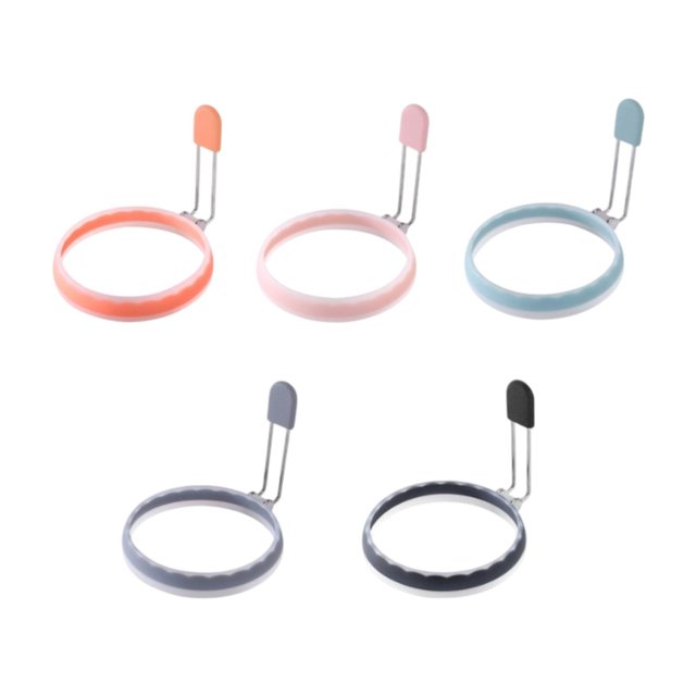 5 piezas Anillos de huevo de huevos Silicona reutilizable para freír huevos, forma de huevo, huevo de huevo de huevo de panqueques para desayunar