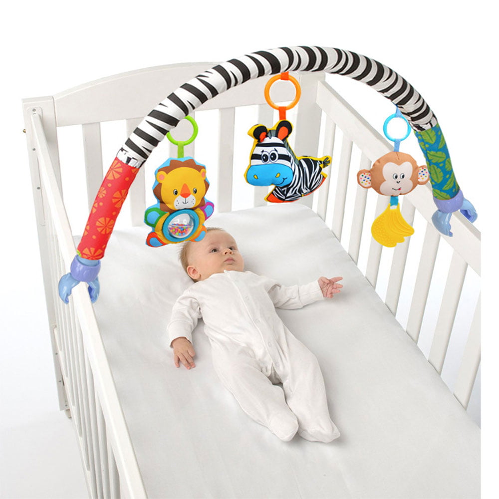 Animal Baby Crib Stroller Buggy Hanging Rattles Teether Mirror Dangle Toy 