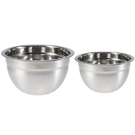 

2pcs Stainless Steel Food Bowl Salad Container Whisk Bowl Egg Beating Bowl Mixing Bowl for Food Storage (18cm without Lid 20cm w