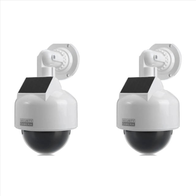 2X Cámara de Seguridad de Simulación con Luz LED Intermitente, Rotación de 360°, CCTV Simulado, Monitor Interior/Exterior Alimentado