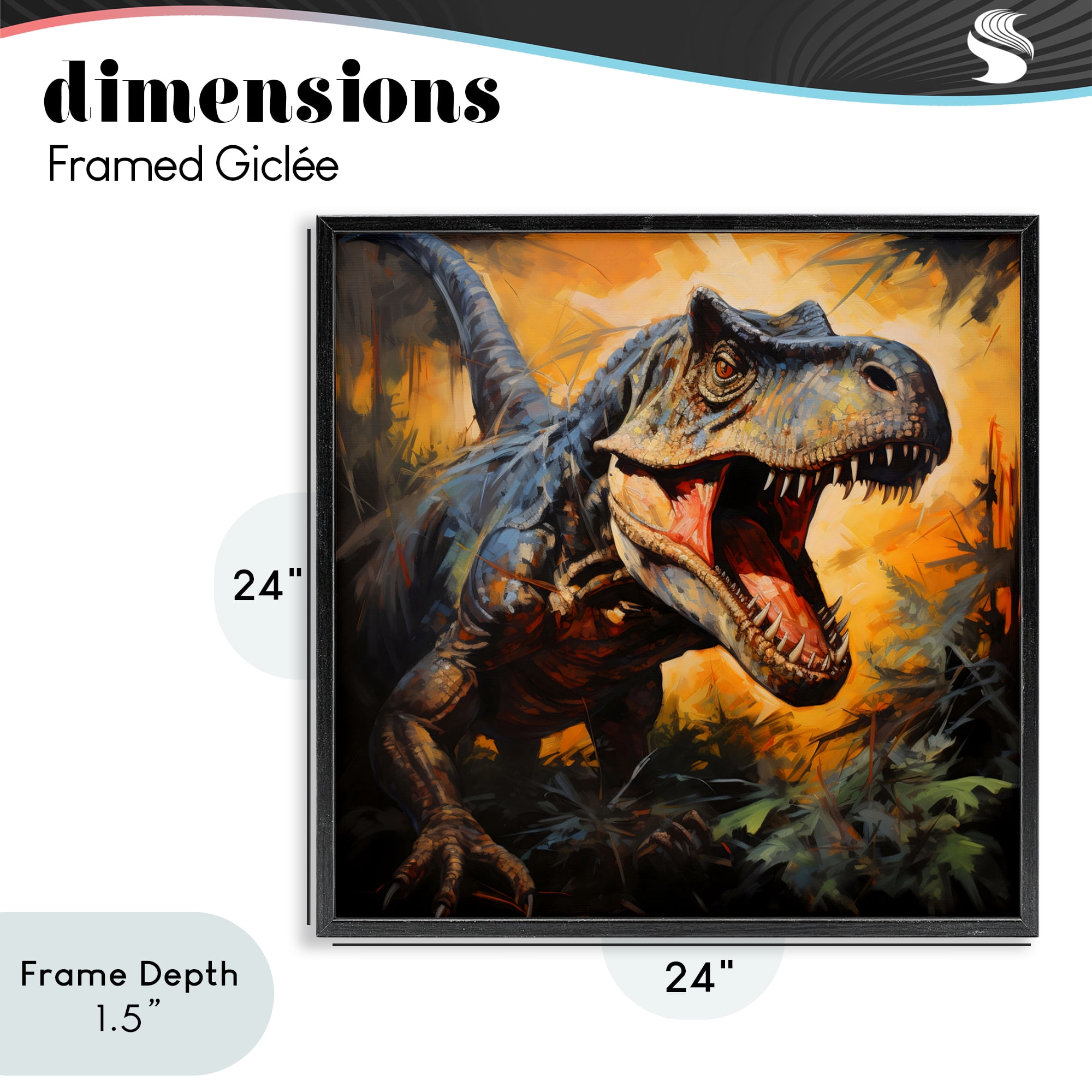 Stupell Industries Angry Dinosaur Roaring Black Framed Giclee Art, design by Creative Studio