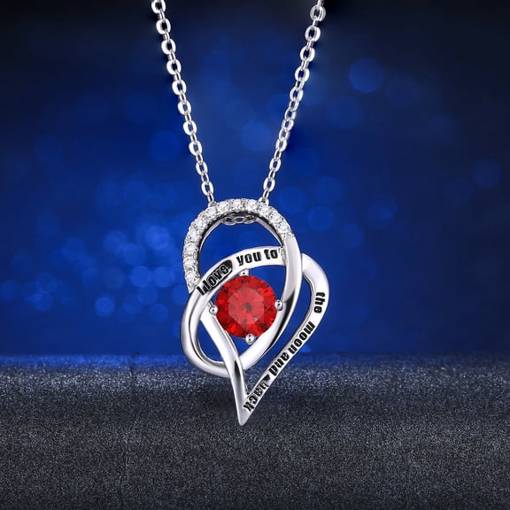 NICKSUN Heart Birthstone Pendant Necklace for Women Zirconia Necklaces Wedding Anniversary Birthday Mothers Day Jewelry Gifts For Her Mother Wife