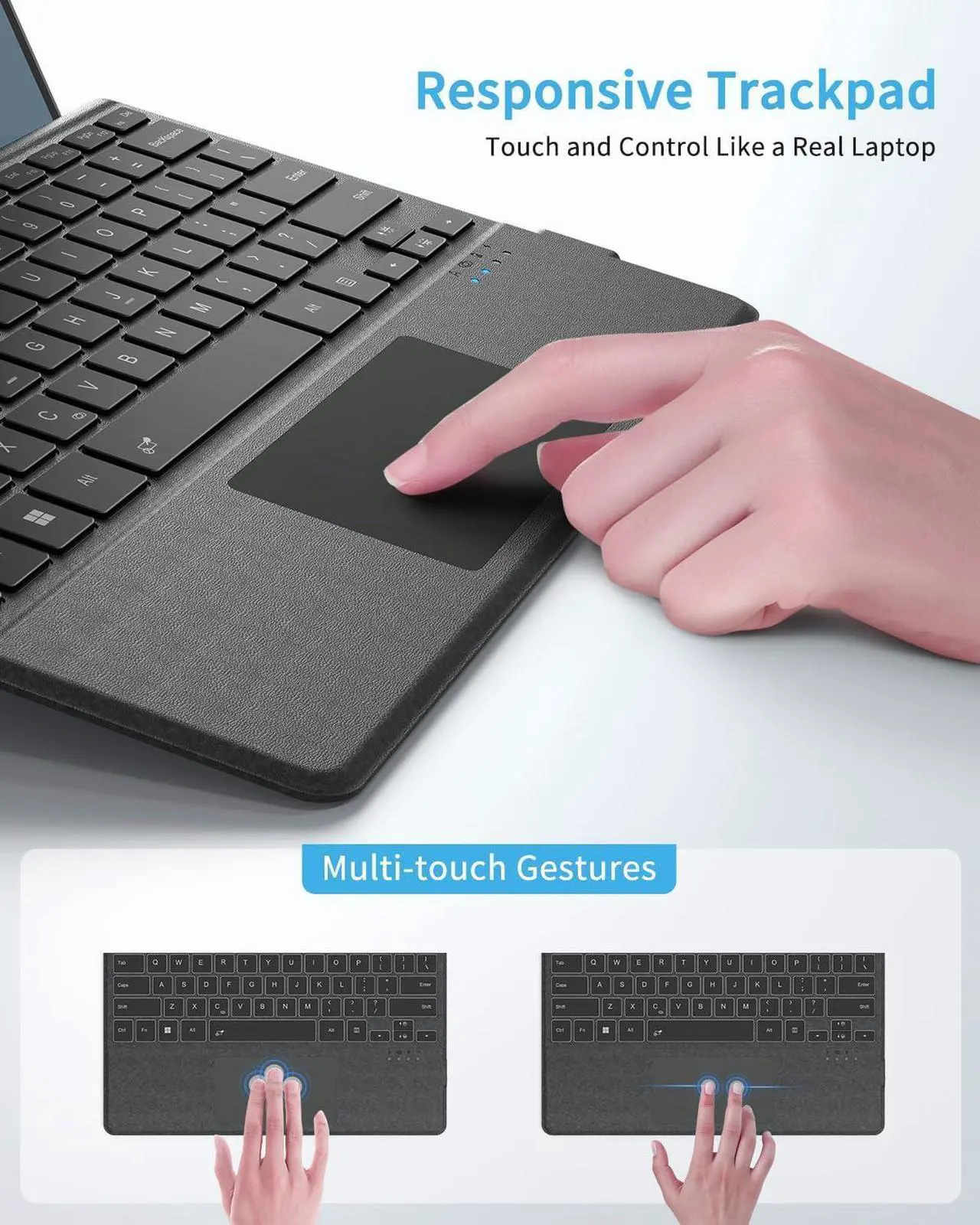 Type Cover for 13 inch Microsoft Surface Pro 11 / Pro 10 / Pro 9 / Pro 8 / Pro X, Portable Bluetooth Wireless 7-Color Backlit Surface Pro 9/8/X Keyboard with Touchpad/Pencil Holder