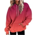 thumbnail image 2 of Miluxas Women Autumn and Winter Gradient Printed Pullover Sweatshirt Long Sleeve Hoodies Pocket Basic Top Red M(M), 2 of 5