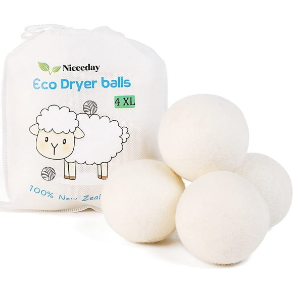 SURJDE Boules de Sécheuse en Laine TG, Boules de Sécheuse Artisanales Biologiques pour Lessive Réutilisables, Feuilles d'Assouplisseur de Tissu Naturelles de Rechange, 100 pour Cent Laine de Nouvelle-Zélande Boule de Sécheuse Extra-Grand, Réduire les Rides&Sa